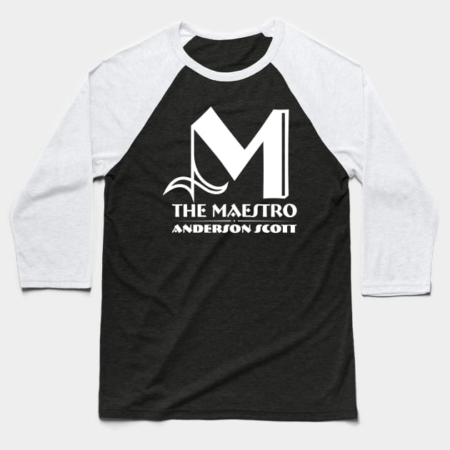 Maestro White Logo Baseball T-Shirt by HTW Shop